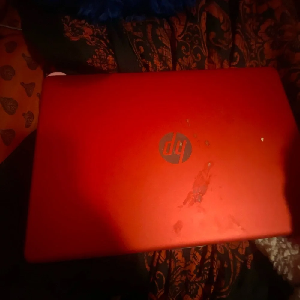 Red HP laptop